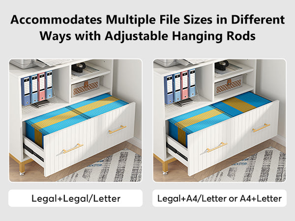 Lateral File Cabinet Printer Stand with Drawer & Open Storage Spaces