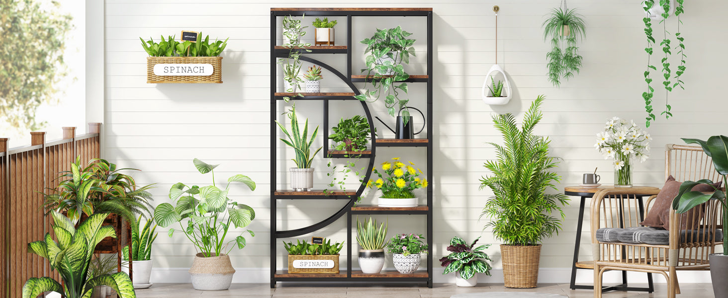 Freestanding Bookshelf, 68.9" Etagere Bookcase with 9 Open Shelves