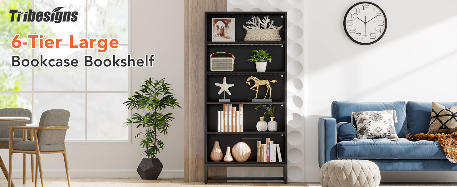 70.8" Bookcase with Lights, Large Bookshelf Organizer with 5-Tier Storage Shelves