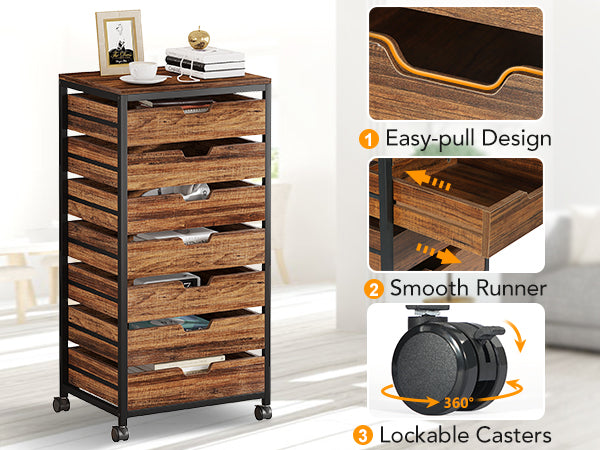 5/7 Drawer Chest, Wooden Storage Dresser Cabinet with Wheels