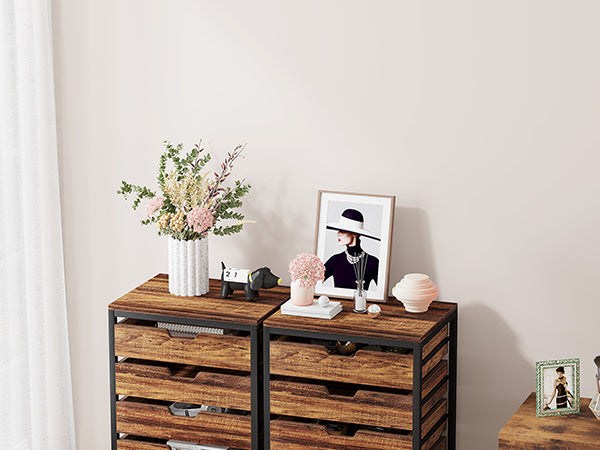 5/7 Drawer Chest, Wooden Storage Dresser Cabinet with Wheels