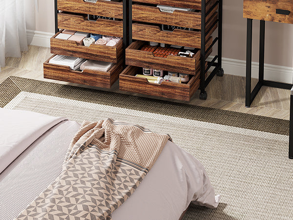 5/7 Drawer Chest, Wooden Storage Dresser Cabinet with Wheels