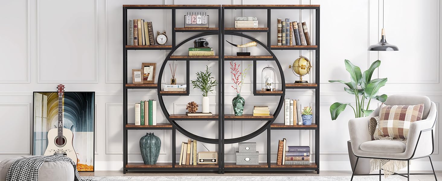 Freestanding Bookshelf, 68.9" Etagere Bookcase with 9 Open Shelves