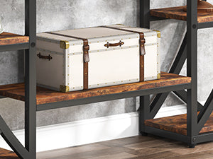 Industrial Bookshelf, Oval Triple Wide Etagere Bookcases Display Shelves
