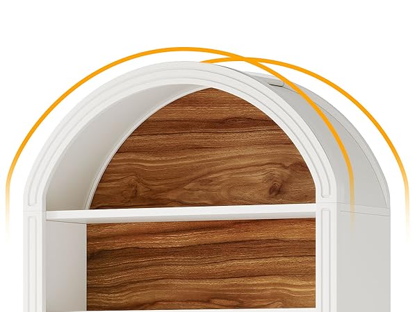6/8-Tier Tall Bookshelf, Wooden Arched Bookcase Display Shelving Unit