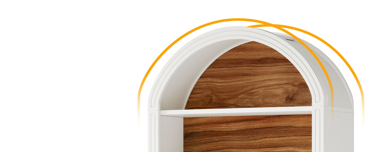 6/8-Tier Tall Bookshelf, Wooden Arched Bookcase Display Shelving Unit