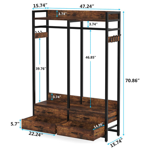 clothes rack with drawers size