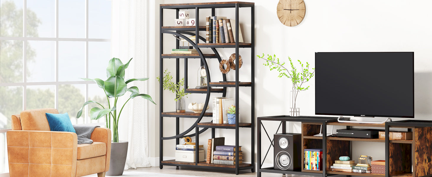 Freestanding Bookshelf, 68.9" Etagere Bookcase with 9 Open Shelves