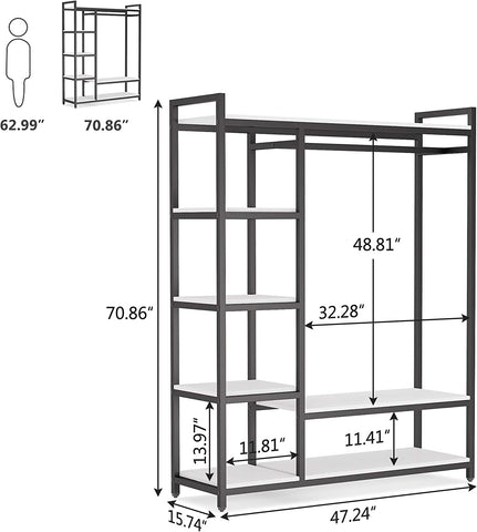 garment rack with shelves