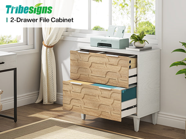 Wood File Cabinet, 2-Drawer Storage Cabinet for A4/Letter/Legal Size