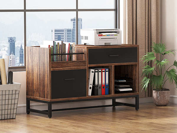 39 inch File Cabinet, Rustic Lateral Filing Cabinet with 2 Drawers