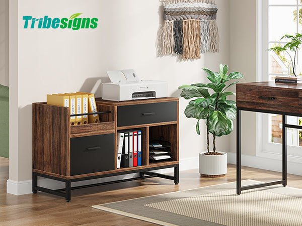 39 inch File Cabinet, Rustic Lateral Filing Cabinet with 2 Drawers