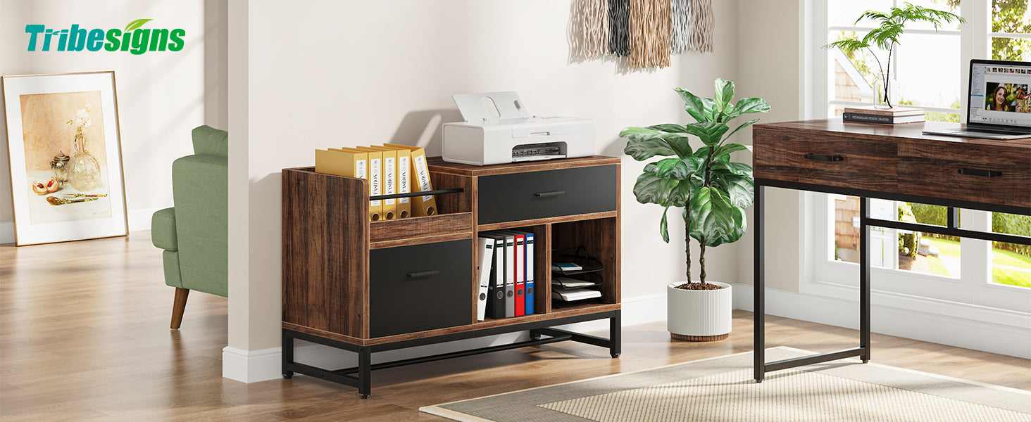 39 inch File Cabinet, Rustic Lateral Filing Cabinet with 2 Drawers