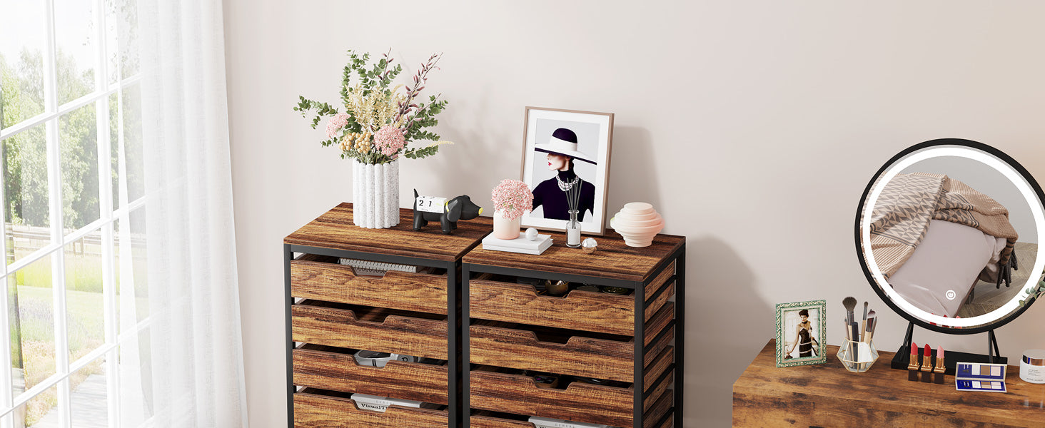 5/7 Drawer Chest, Wooden Storage Dresser Cabinet with Wheels